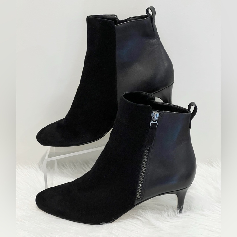 Pelle Moda Yesnia Black Leather/ Suede Combo Ankle Boots Size 9
